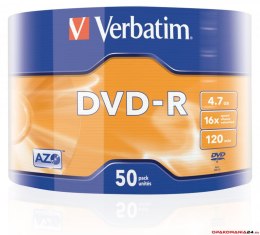PĹ‚yta DVD-R VERBATIM (50) 4,7GB 16x Spindle Matt Silver Wrap 43788
